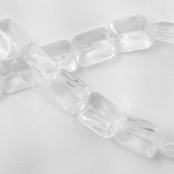 💎BEADS💎 Clear Faceted Rectangle Pillow Glass Beads 12x15x6mm (15) - Picture 2 of 4